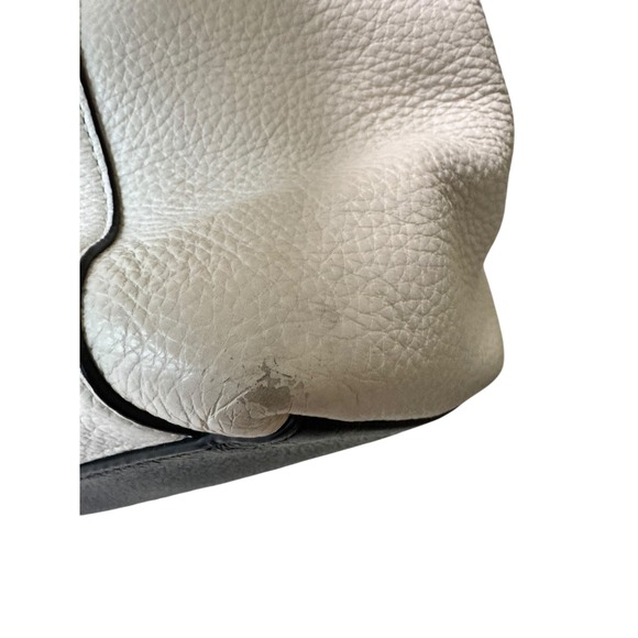 Coach Pebbled Leather Tote Cream Blue Gold Hardware Shoulder Bag F73718 - Picture 5 of 8